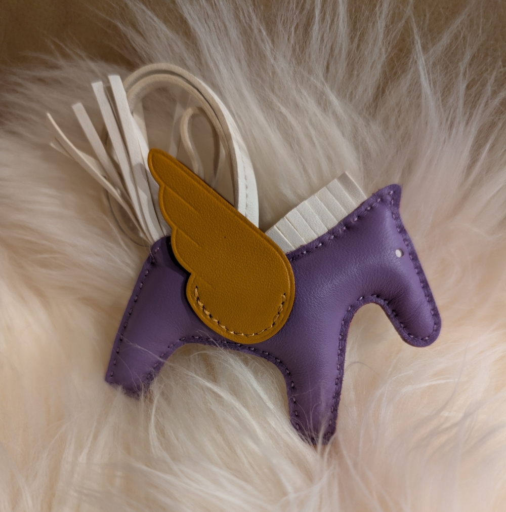 Hermès Rodeo Bag Charm in Purple And Brown Lambskin Leather